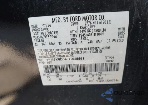 2015 Ford Explorer Xlt z USA, uszkodzony, nr VIN 1FM5K8D84FGA25591